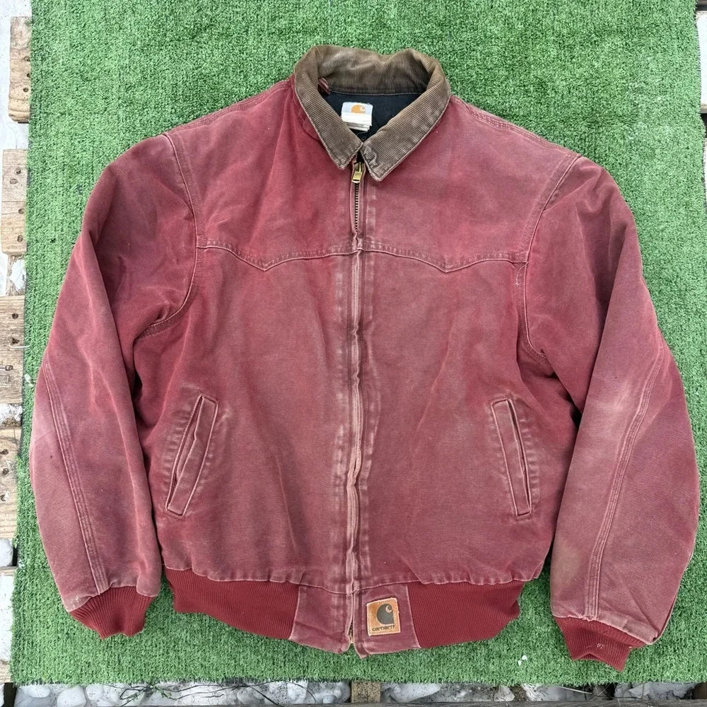 Carhartt Men's Vintage Brick Red Santa Fe Bomber Jacket Size XL